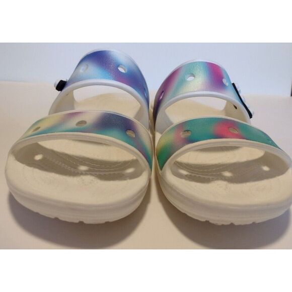 Crocs Classic White Tie Dye Solarized Double Strap Slide On Sandals W 8 Men 6 - Picture 4 of 8